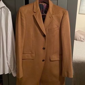 Ted Baker Camel Wool/Cashmere Blend Overcoat 40R